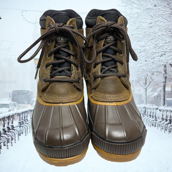 G.H. BASS Calgary Brown Insulated Ankle Winter Duck Boots Unisex Youth US Size 4 - Picture 2 of 12